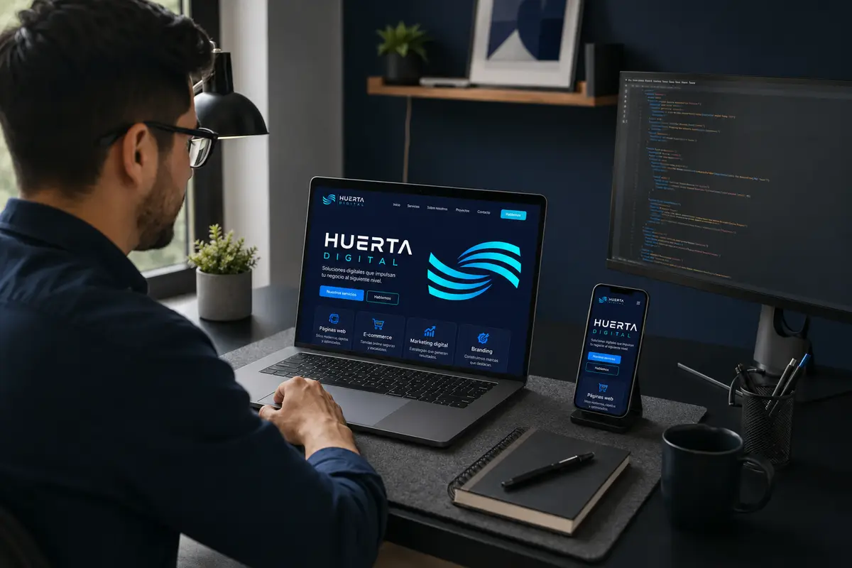 Diseñador creando una página web adaptable